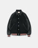 Raglan Varsity Jacket - Black / Off White & Scarlet - View 1