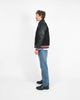 Raglan Varsity Jacket - Black / Off White & Scarlet - View 3
