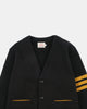 Slouchy Varsity Cardigan - Black / Old Gold - View 2