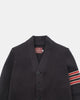 Women's Varsity Cardigan - Dark Charcoal / Forster Red & Off White - View 7